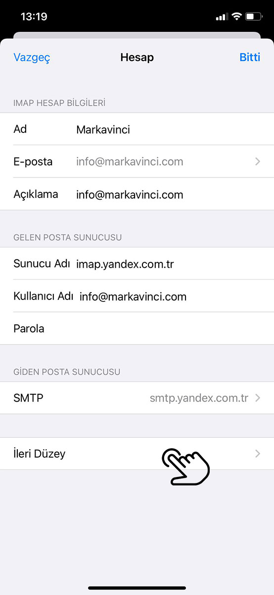 iphone kurumsal mail kurulumu